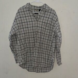 Izod Gray and Brown Plaid Casual Button Down Shirt